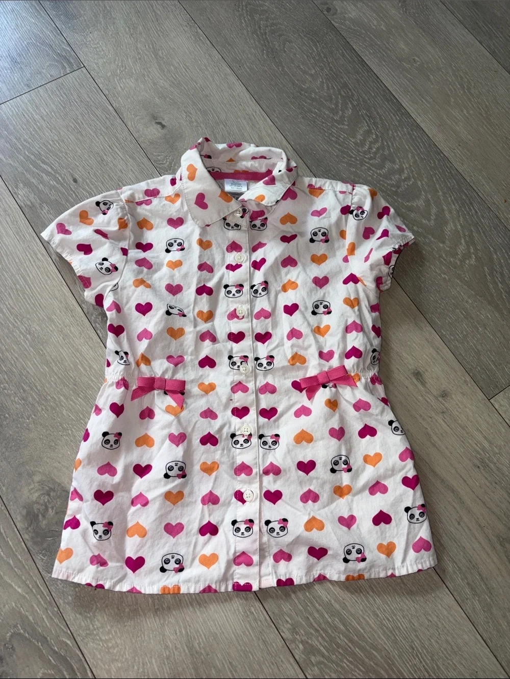 Gymboree White Shirt  with Pink & Orange Heart Print